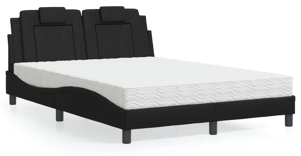 Letto Con Materasso Nero 140x200 Cm İn Similpelle /