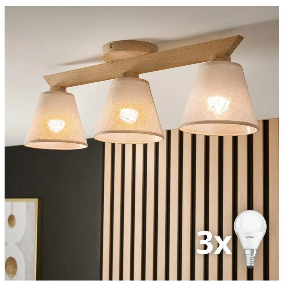 Brilagi - LED Lampadario a plafone ANTHONY 3xE14/40W/230V quercia/beige