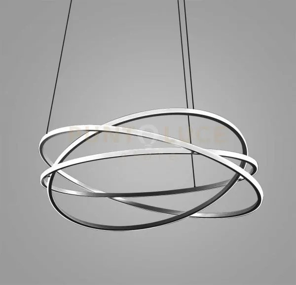 Atia s/g - lampadario a sospensione nero a led d.100cm 3000k 9300lm...
