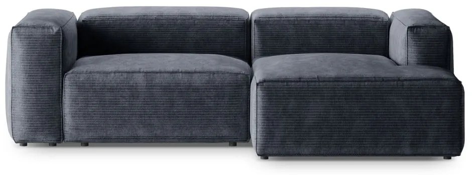 Divano angolare blu polveroso (con penisola a destra/con chaise lounge) con rivestimento in velluto a coste Bergamo – Cosmopolitan Design