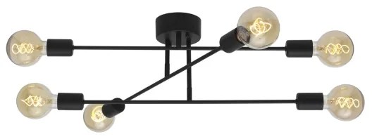 Cottex P7216SV - Plafoniera BATON 6xE27/60W/230V, nero