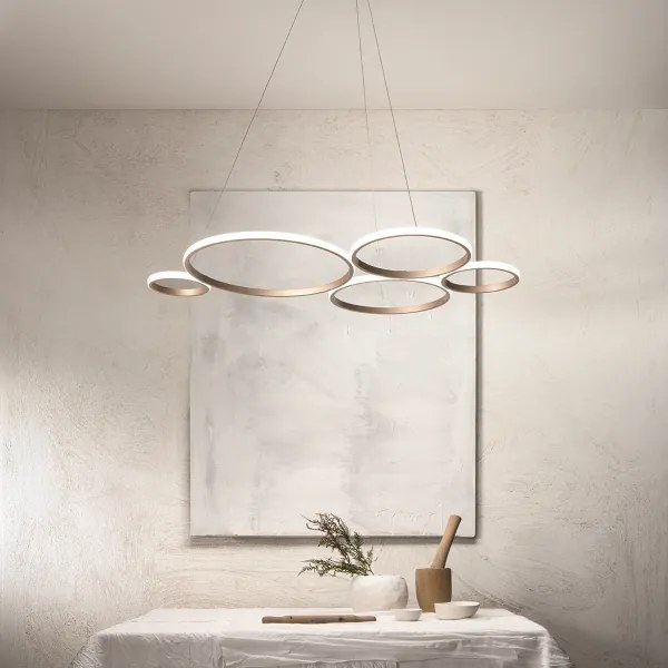 Lampada a sospensione LED POIS in metallo verniciato 108 cm ORO