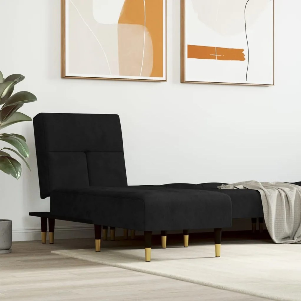 Chaise Longue İn Velluto Nero /