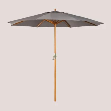 Ombrellone in legno e tessuto (Ø290 cm) Cretas Grigio Esercito - Sklum