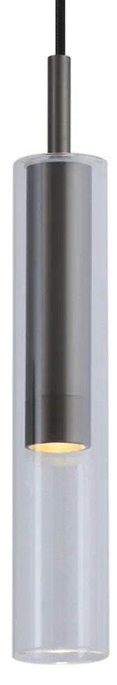 Faretto moderno color canna di fucile con vetro trasparente per sistema a binario monofase - Slimline Loyce