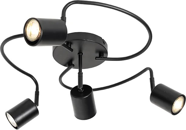 Faretto da soffitto moderno nero orientabile a 4 luci - Java