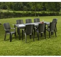 Tavolo da esterno Susa, Tavolo rettangolare allungabile da pranzo, Tavolo da giardino estensibile, 100% Made in Italy, Cm 150x90h72, Antracite