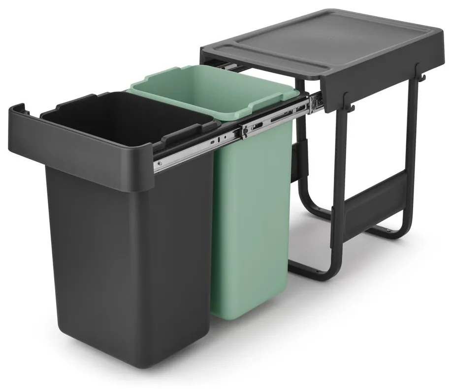 Bidone in plastica da incasso per raccolta differenziata in grigio scuro menta 30 l Sort&amp;Go - Brabantia