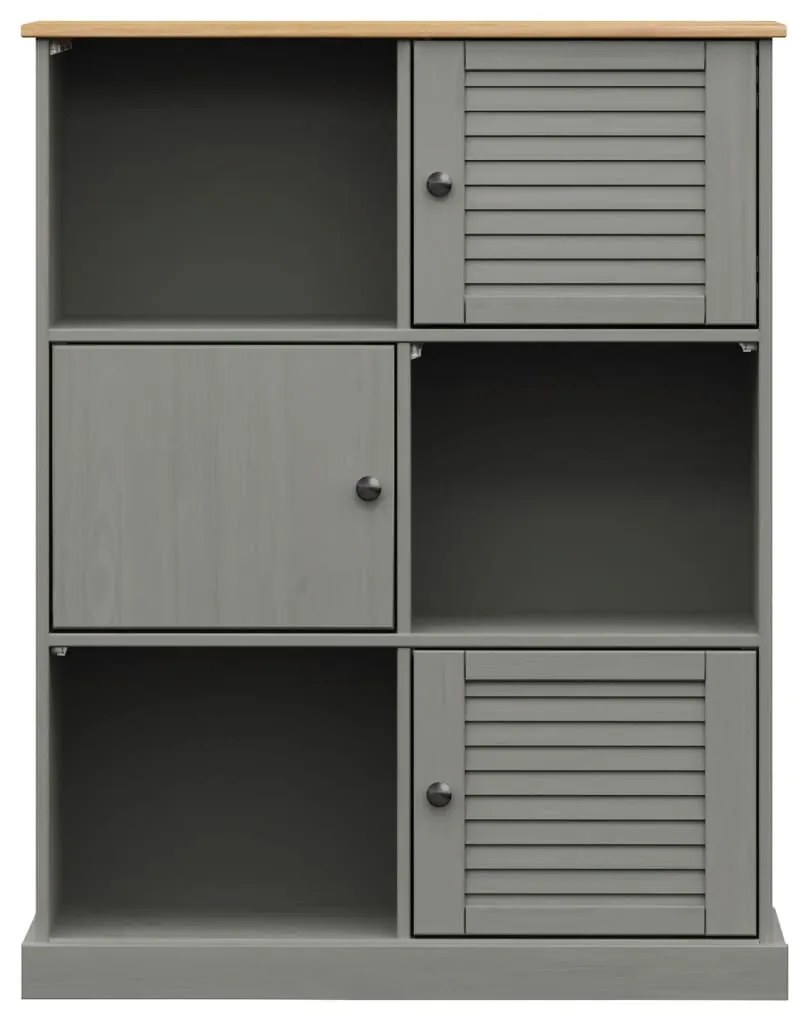 Libreria vigo 90x35x114,5 cm in legno massello di pino grigio