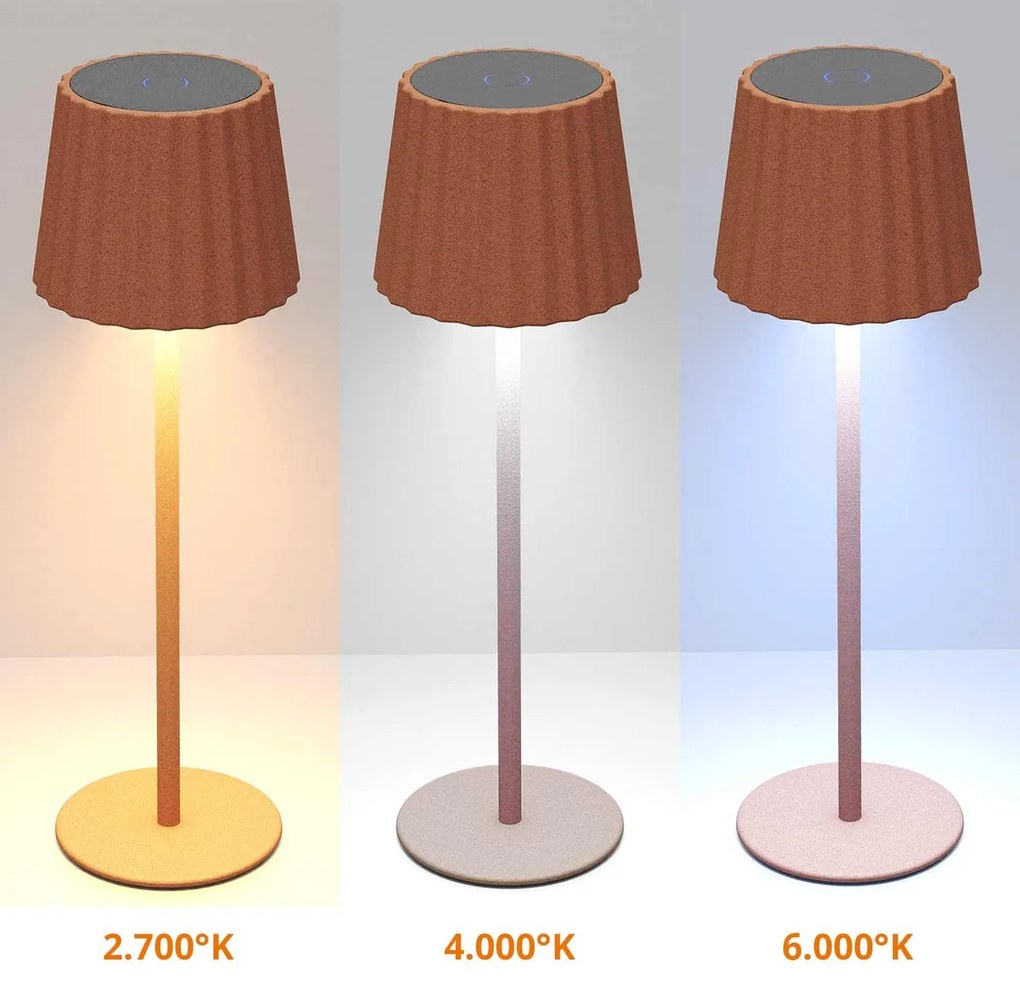 Lampada da Tavolo Ricaricabile 2.2W IP54 CCT Dimmerabile - Corten Rigato