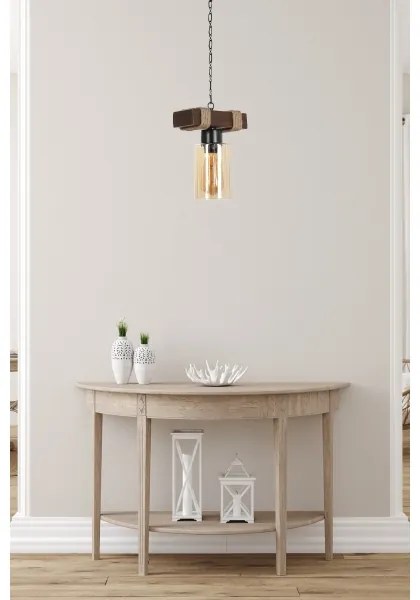 Lampadario a catena JASMIN 1xE27/40W/230V marrone/beige