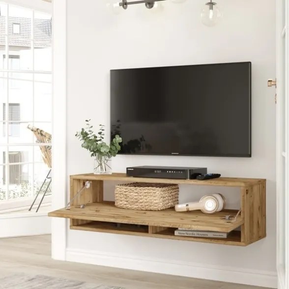 Mobile Tv Sospeso 100x32x30 Effetto Legno Rovere Evolution