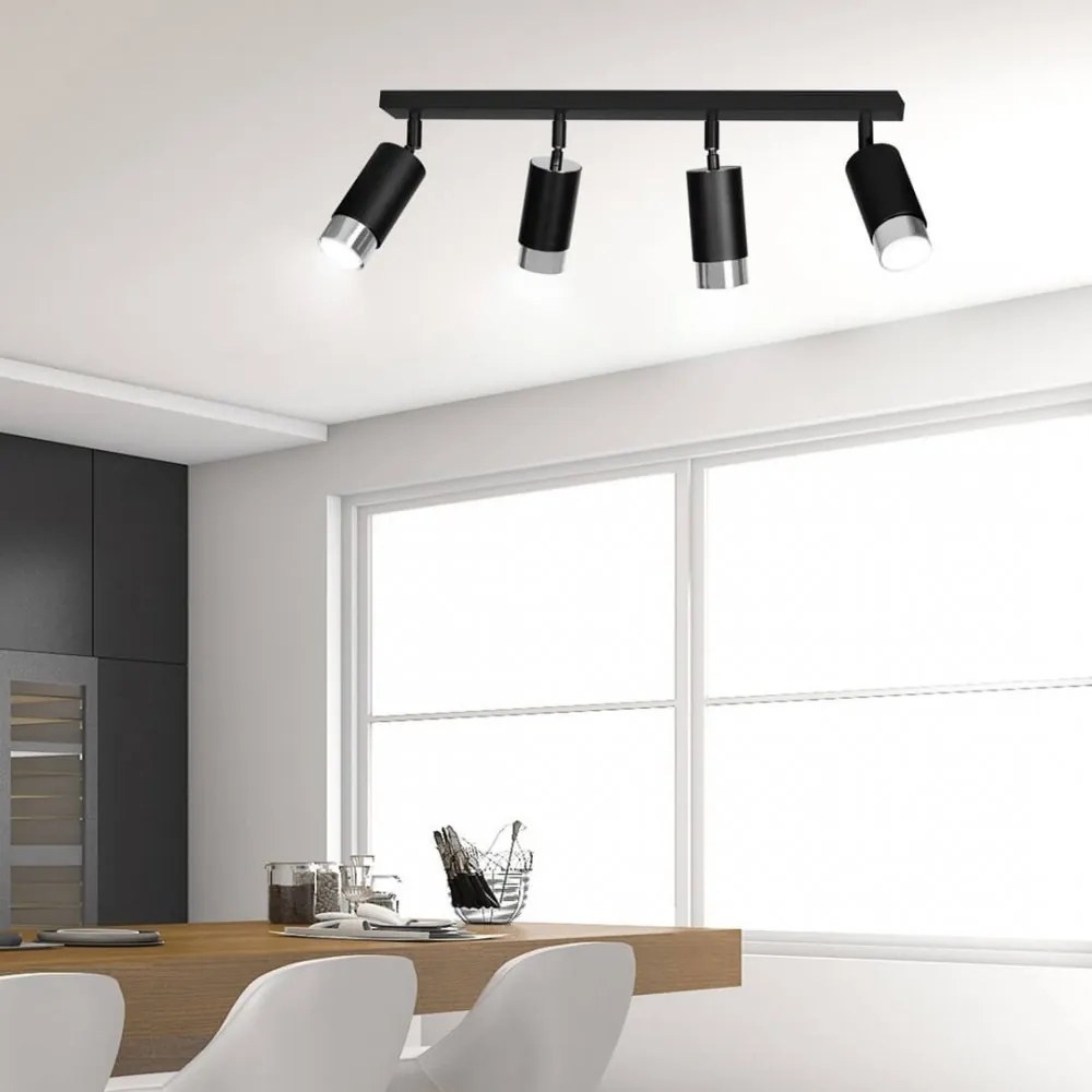 Lampada da Soffitto in Acciaio HIRO 4 Nero Cromo/Oro 4xGU10 Colore del corpo Nero e Cromo