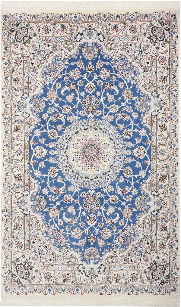 Nain Tappeto 240x150 Blu (Iran) Annodato A Mano