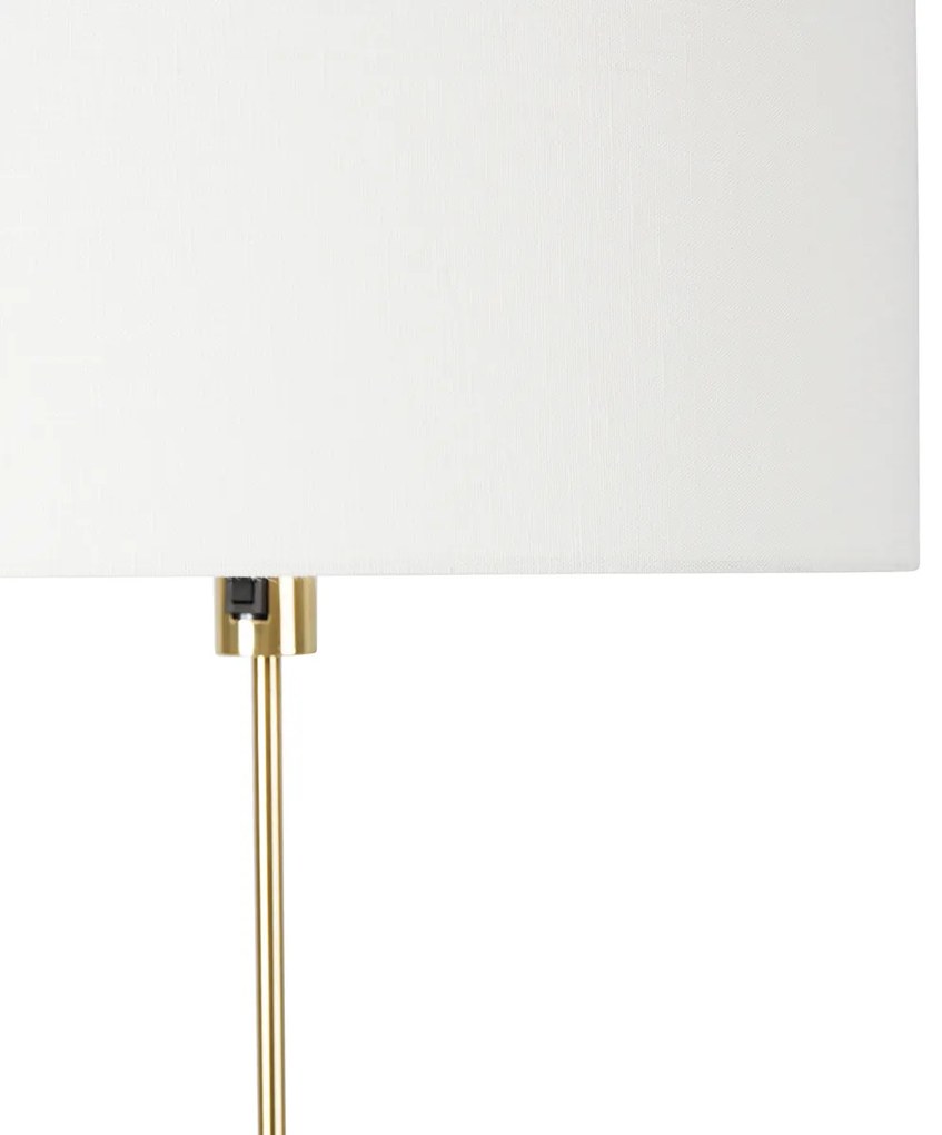 Lampada da terra regolabile dorata con paralume bianco 50 cm - Parte