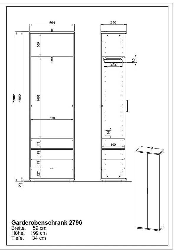 Armadio in rovere 59x199 cm Fremont - Germania