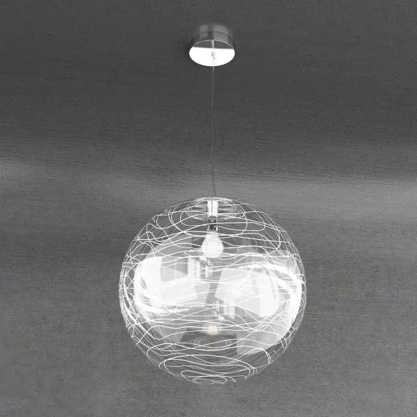 Moon sospensione 1 luce d.40 cm. vetro bianco 1117-s40-bi