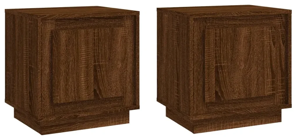Comodini 2 pz rovere marrone 44x35x45 cm in legno multistrato