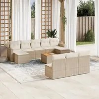 Set Divani da Giardino 11 pz con Cuscini Beige in Polyrattan 3224329