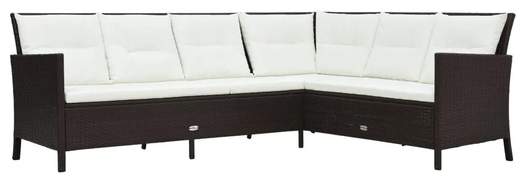 Set Divani da Giardino 3 pz con Cuscini in Polyrattan Marrone