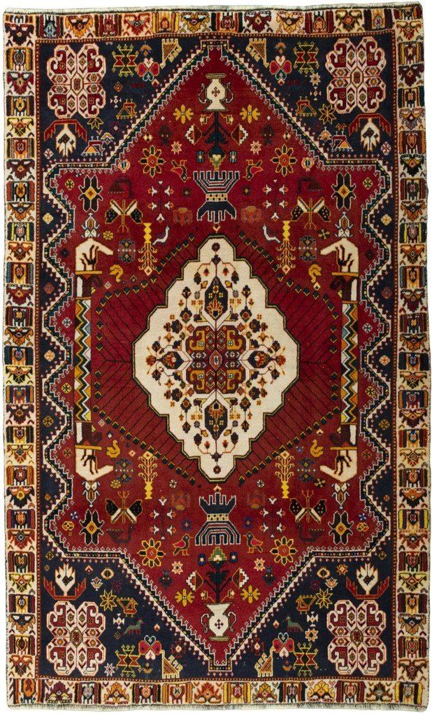 Shiraz Tappeto 140x230 Rosso (Iran) Annodato A Mano