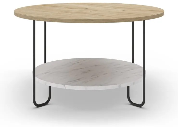 Tavolino rotondo con piano in rovere naturale ø 80 cm Tonka - Marckeric