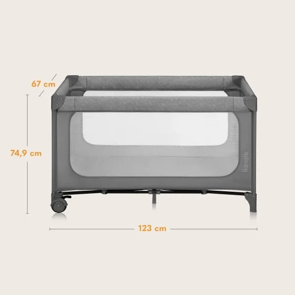 Lionelo - Lettino da viaggio JASMIN EASY FOLD Grey Stone