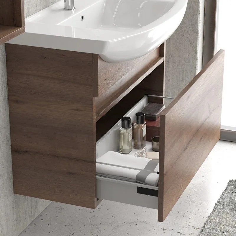 Kamalu - mobile bagno 80 cm sospeso con cassetto scorrevole bn-80b