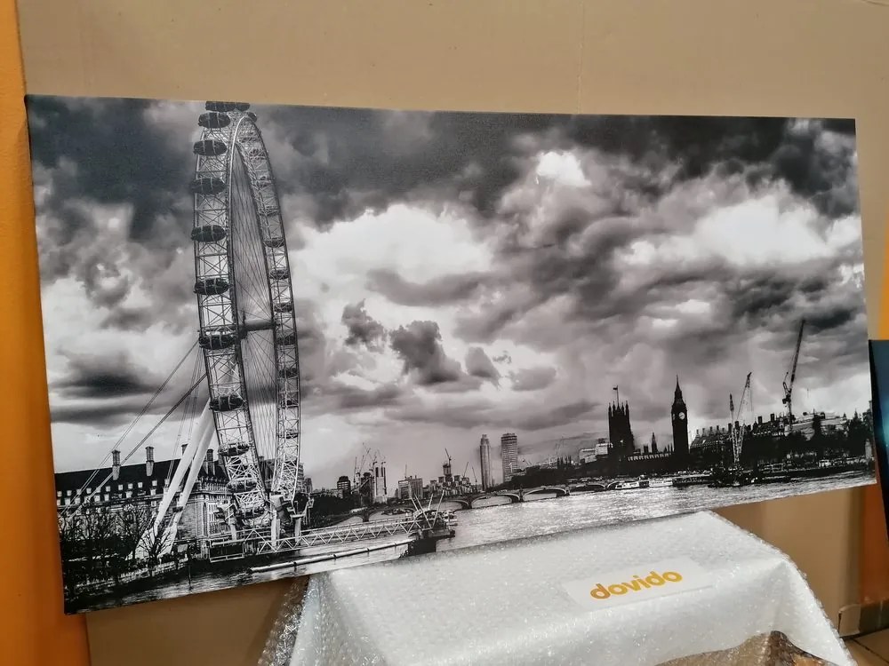 Quadro su tela – Unico Londra e fiume Tamigi in bianco e nero