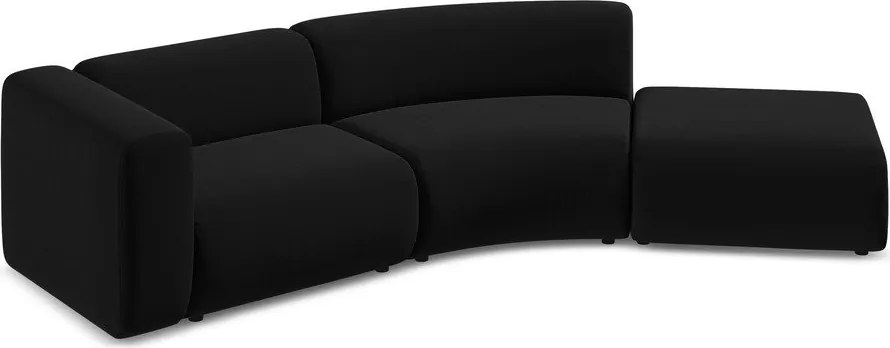 Chaise longue nera (con penisola a destra) con rivestimento in velluto Ekahi – Makamii