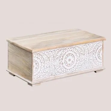 Baule in legno di mango Gileat Legno Bianco Vintage - Sklum