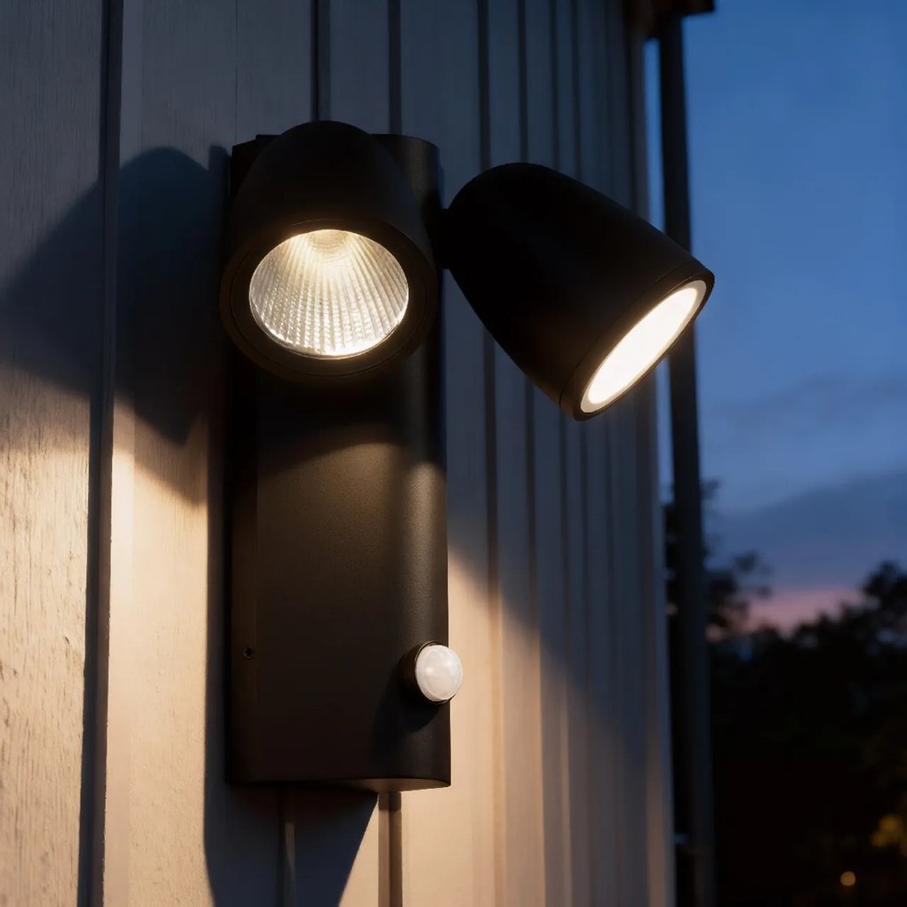 Applique da Esterno IP65 2xGU10 con Sensore movimento AXIS - Nera
