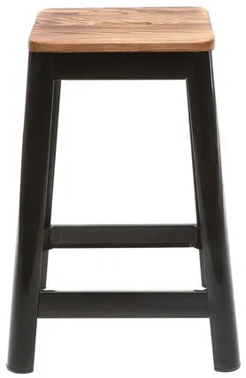 Sgabelli da bar industriali in metallo nero e legno H65 cm (set di 2) NICK