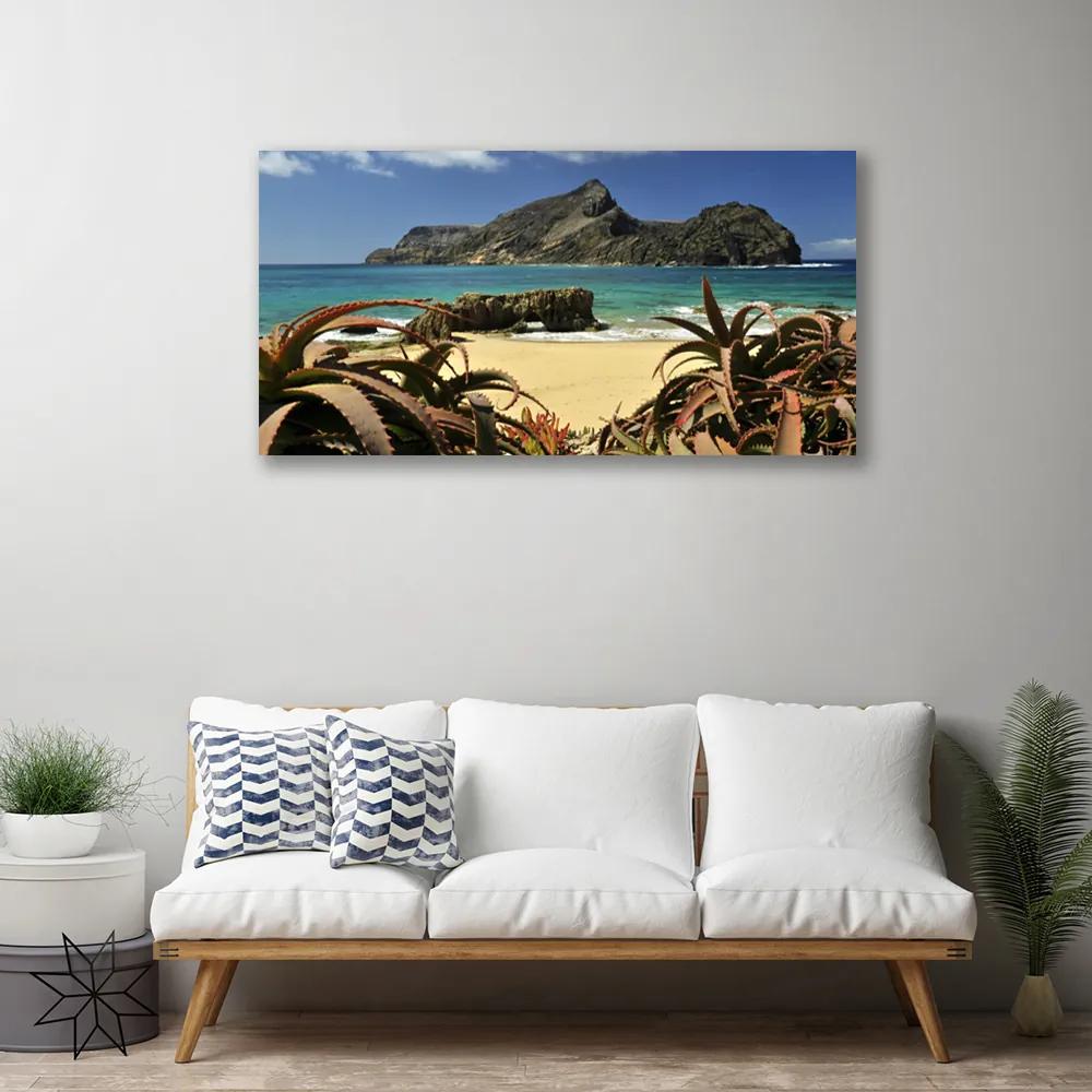 Quadro su tela Paesaggio della roccia del mare della spiaggia 100x50 cm