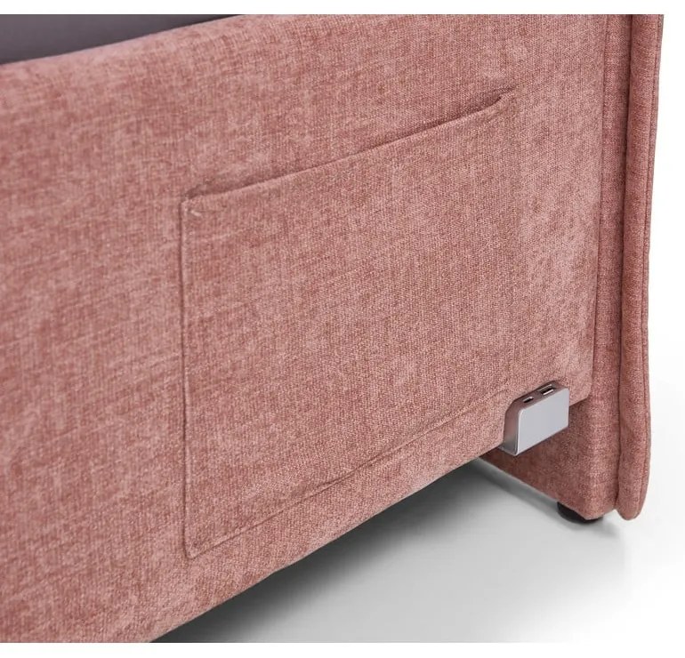 Letto da bambini rosa imbottito con contenitore con rete inclusa 120x200 cm Fun – Meise Möbel