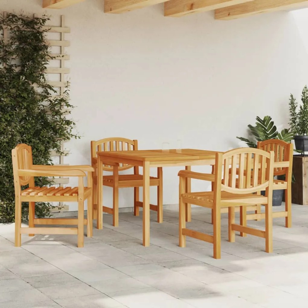 Set Da Pranzo Per Giardino 5 Pz İn Legno Massello Di Teak /