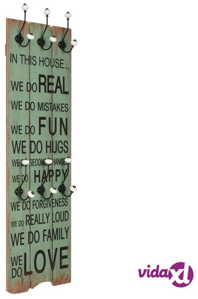 vidaXL Appendiabiti da Parete con 6 Ganci HAPPY LOVE 120x40 cm