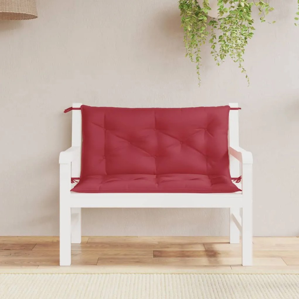 Cuscini Per Panca 2 Pz Rosso Vino 100x50x7cm İn Tessuto Oxford /