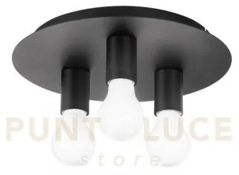 Plafoniera strike nera 3 luci attacco e27 30x30x86cm in metallo