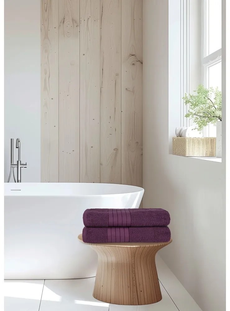 Set di 2 asciugamani in spugna di cotone bordeaux 70x140 cm - Good Morning