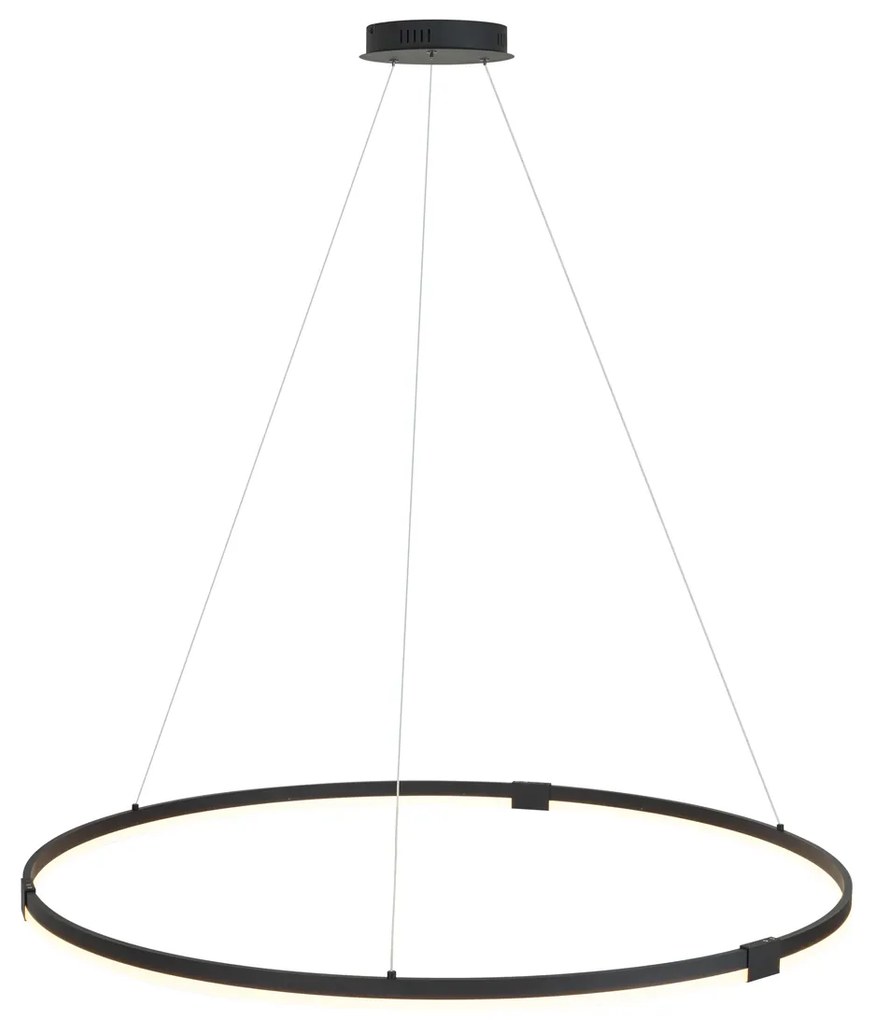 Lampada a sospensione di design nera 120 cm con LED dimmerabile a 3 livelli - Anello