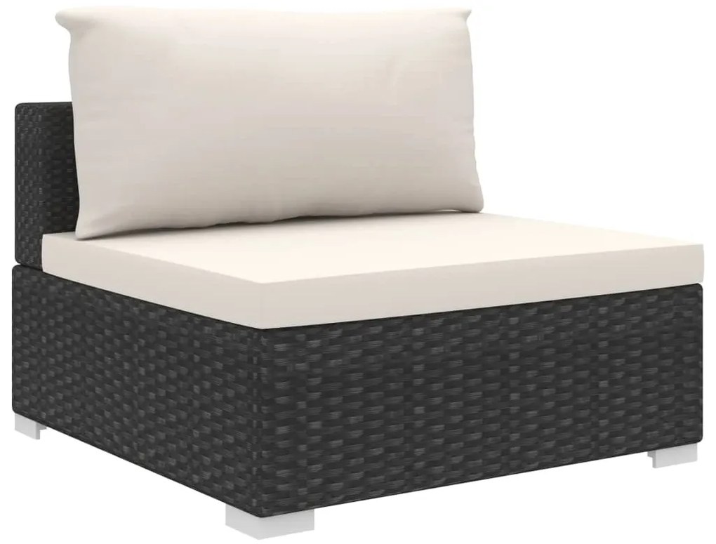 Set divani da giardino 6 pz con cuscini in polyrattan nero