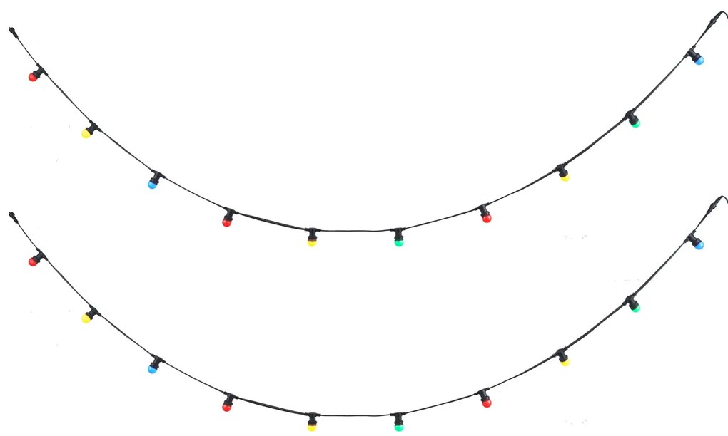 Catena luminosa nera collegabile 10m con spina, 20 luci E27, IP64 - LUBBER