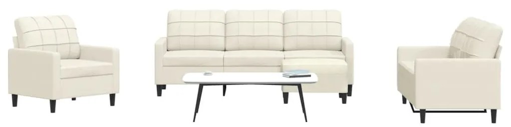 Set Di Divani 4 Pz Con Cuscini Crema İn Velluto /