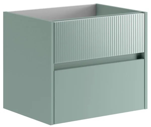 Mobile da bagno sospeso sotto lavabo L 59.5 x H 50 x P 45.5 cm verde laccato opaco, 2 cassetti Niwa