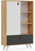 Libreria Pera, Rovere, Truciolare Melaminico, 90x30x140 cm, EPIKASA