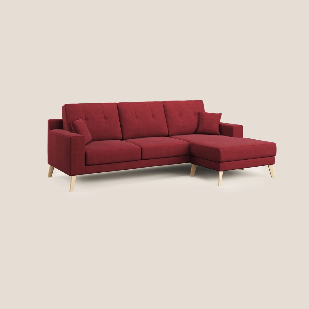 Danish divano angolare REVERSIBILE in tessuto morbido impermeabile T02 rosso