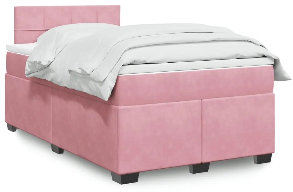 Giroletto A Molle Con Materasso Rosa 120x200 Cm İn Velluto /