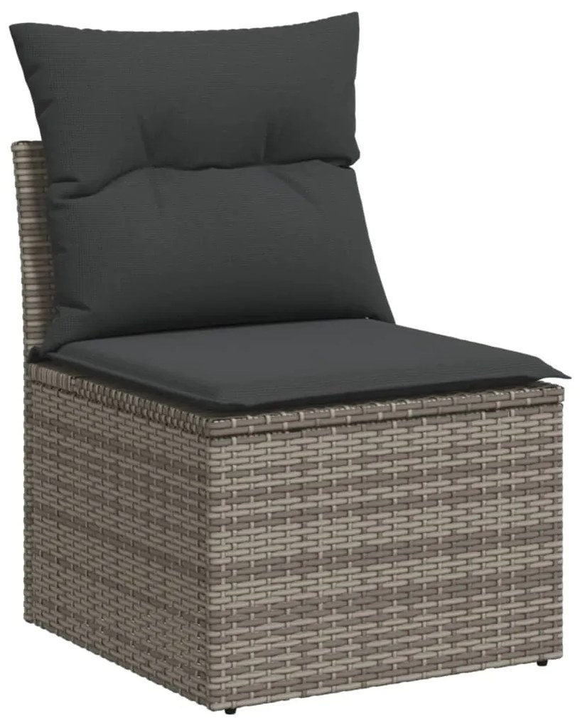 Set Divani da Giardino 4 pz con Cuscini in Polyrattan Grigio