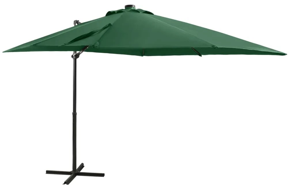 Ombrellone A Sbalzo Con Palo E Luci A Led Verde 250 Cm /